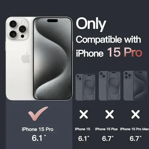 JETech Чехол для iPhone 15 Pro, 6,1 дюйма, нежелтеющий ударопрочный бампер, защита от царапин, прозрачная задняя панель (розовое золото) - 2
