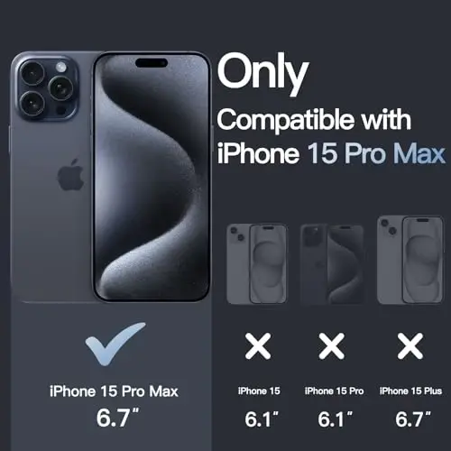 JETech Чехол для iPhone 15 Pro Max 6,7 дюйма, нежелтеющий ударопрочный бампер, прозрачная задняя панель с защитой от царапин (синий) - 2