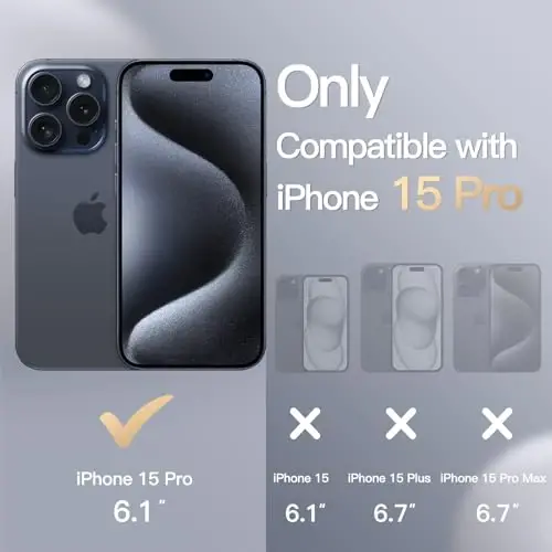 JETech Чехол из Силикона для iPhone 15 Pro 6.1 Дюйма, Шелковисто-Мягкий Защитный Чехол для Телефона, Ударопрочная Накладка (Синий) - 2