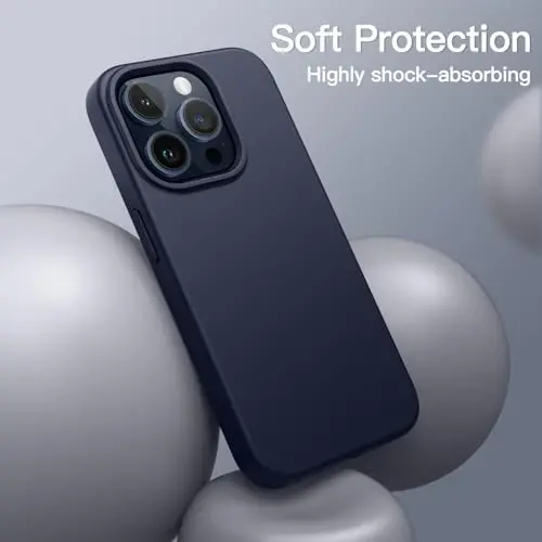 JETech Чехол из Силикона для iPhone 15 Pro 6.1 Дюйма, Шелковисто-Мягкий Защитный Чехол для Телефона, Ударопрочная Накладка (Синий) - 4