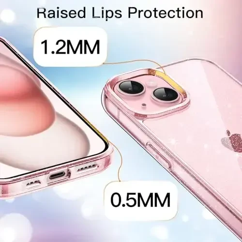 JETech Glitter Case для iPhone 15 6.1-Inch, Bling Sparkle Shockproof Phone Bumper Cover, Cute Sparkly for Women and Girls (Pink) - 4