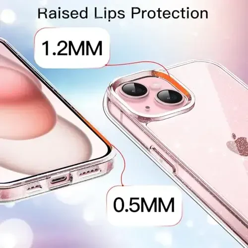 JETech Glitter Case for iPhone 15 6.1 Dyuyimli, Bling Sparkle Shockproof Phone Bumper Cover, Ayollar va Qizlar uchun Sevimli Parilti (Shaffof) - 4