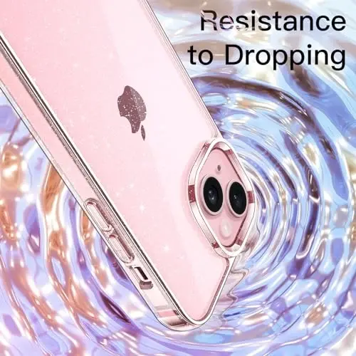 JETech Glitter Case for iPhone 15 6.1 Dyuyimli, Bling Sparkle Shockproof Phone Bumper Cover, Ayollar va Qizlar uchun Sevimli Parilti (Shaffof) - 5