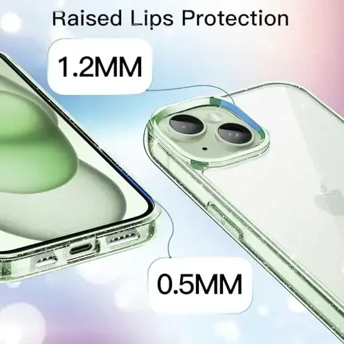 JETech Glitter Case for iPhone 15 6.1-Inch, Bling Sparkle Shockproof Phone Bumper Cover, Cute Sparkly for Women and Girls (Green) - 4