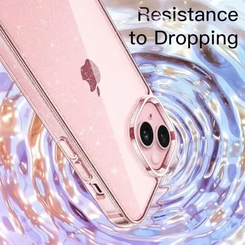 JETech Glitter Case for iPhone 15 6.1-Inch, Bling Sparkle Shockproof Phone Bumper Cover, Cute Sparkly for Women and Girls (Pink) - 5