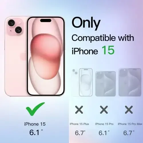 JETech Glitter Case iPhone 15 6.1 dyuym uchun, Bling Sparkle zarbaga chidamli telefon himoya qopqog'i, ayollar va qizlar uchun yoqimli yaltiroq (pushti) - 2