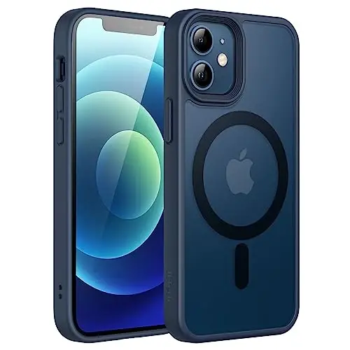 JETech Magnetic Case for iPhone 12 Mini 5.4-Inch Compatible with MagSafe, Translucent Matte Back Slim Shockproof Phone Cover (Storm Blue) 