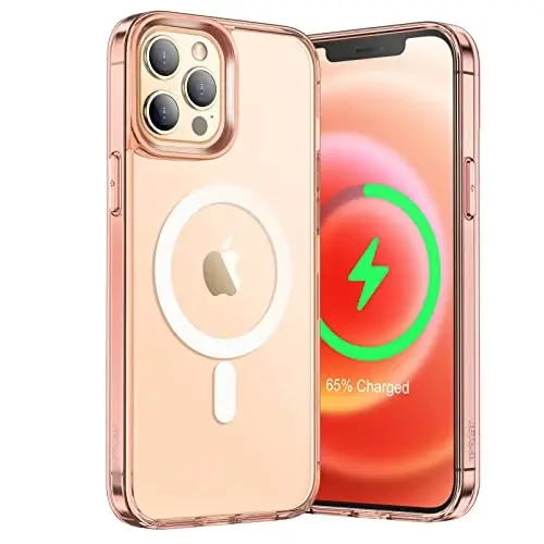 JETech Magnetic Case for iPhone 12 Pro Max 6.7-Inch Compatible with MagSafe Wireless Charging, Shockproof Phone Bumper Cover, Anti-Scratch Clear Back (Rose Gold) - 1