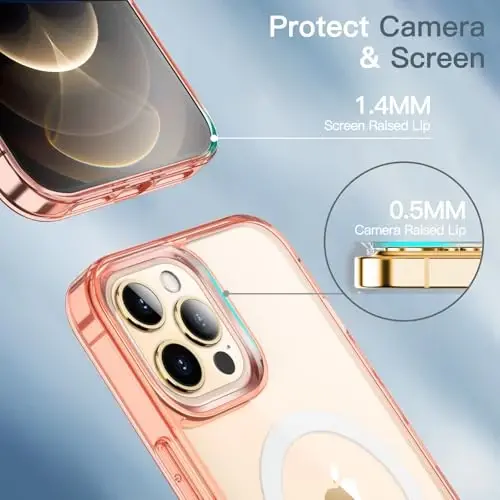 JETech Magnetic Case for iPhone 12 Pro Max 6.7-Inch Compatible with MagSafe Wireless Charging, Shockproof Phone Bumper Cover, Anti-Scratch Clear Back (Rose Gold) - 6