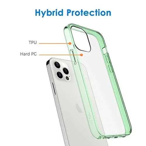 JETech Case for iPhone 12/12 Pro 6.1-Inch, Non-Yellowing Shockproof Phone Bumper Cover, Anti-Scratch Clear Back (Midnight Green) - 3