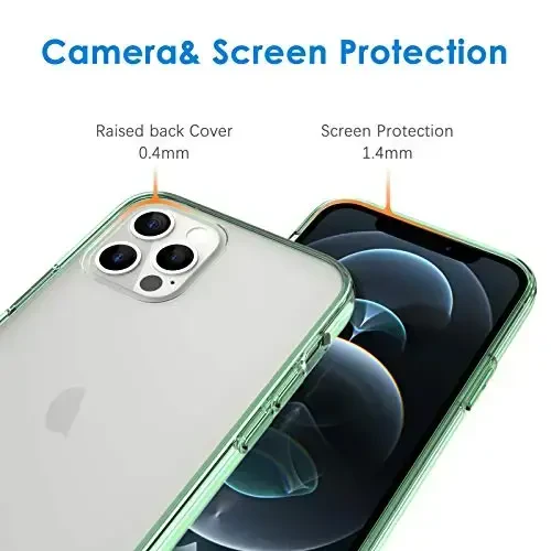 JETech Case for iPhone 12/12 Pro 6.1-Inch, Non-Yellowing Shockproof Phone Bumper Cover, Anti-Scratch Clear Back (Midnight Green) - 5