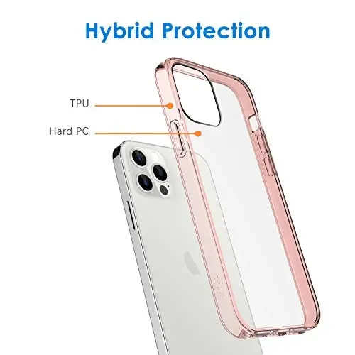 JETech Case for iPhone 12/12 Pro 6.1-Inch, Non-Yellowing Shockproof Phone Bumper Cover, Anti-Scratch Clear Back (Rose Gold) - 3