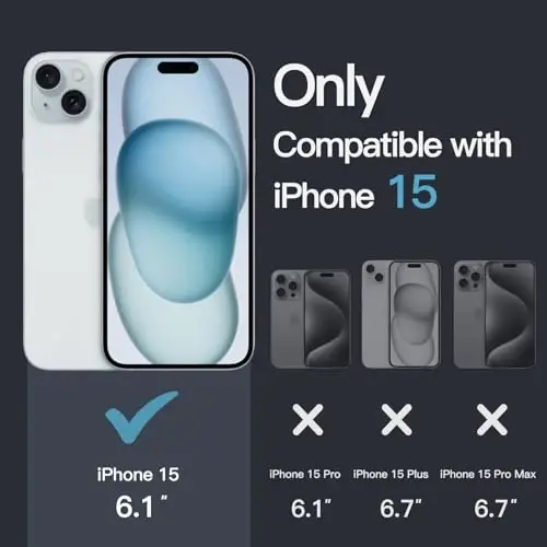 JETech iPhone 15 6,1 Дюйм учун қоп, сарғаймайдиган, zarbaga chidamli telefon qopqogʻi, tirnalmaydigan shaffof orqa qopqoq (shaffof) - 3