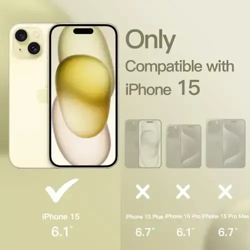 JETech iPhone 15 6.1 dyuym uchun silikon g‘ilof, ipakdek yumshoq, butun tanani qoplaydigan himoya g‘ilofi, zarbaga chidamli qopqoq (sariq) - 2