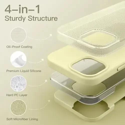 JETech iPhone 15 6.1 dyuym uchun silikon g‘ilof, ipakdek yumshoq, butun tanani qoplaydigan himoya g‘ilofi, zarbaga chidamli qopqoq (sariq) - 3