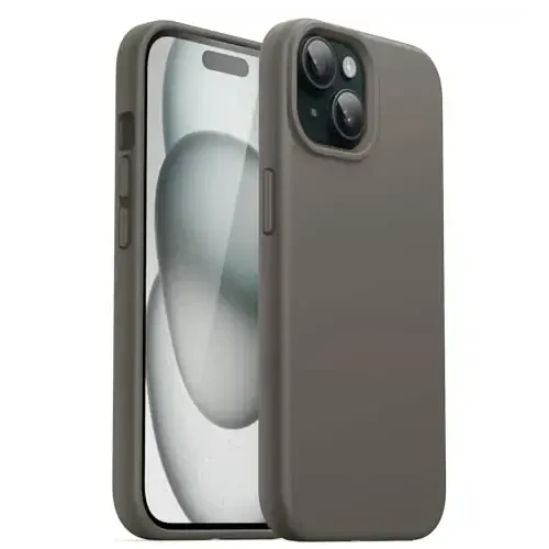 JETech iPhone 15 6.1 dyuym uchun silikon g‘ilof, ipakdek yumshoq, to‘liq himoya qiluvchi telefon g‘ilofi, zarbaga chidamli qoplama (loy rangi) - JETECH