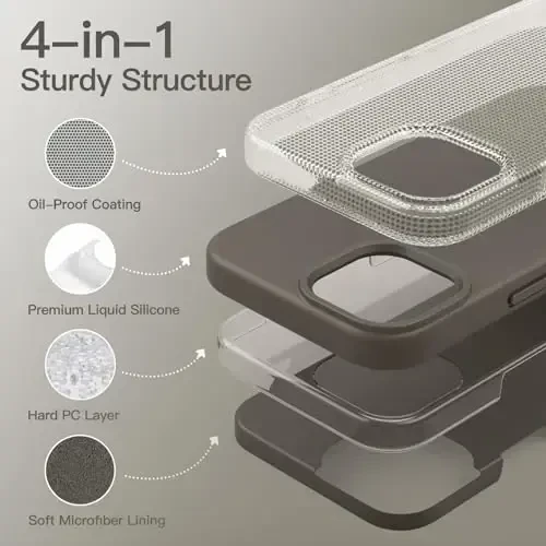 JETech iPhone 15 6.1 dyuym uchun silikon g‘ilof, ipakdek yumshoq, to‘liq himoya qiluvchi telefon g‘ilofi, zarbaga chidamli qoplama (loy rangi) - 3