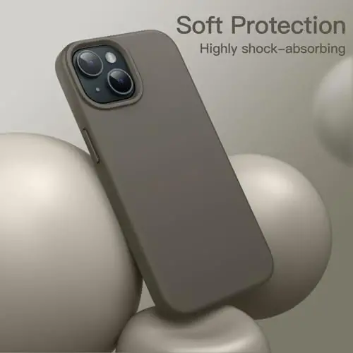JETech iPhone 15 6.1 dyuym uchun silikon g‘ilof, ipakdek yumshoq, to‘liq himoya qiluvchi telefon g‘ilofi, zarbaga chidamli qoplama (loy rangi) - 3