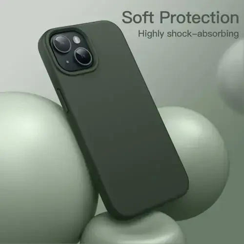 JETech iPhone 15 6.1 dyuym uchun silikon gʻilof, ipakdek yumshoq toʻliq himoya qoplamali telefon gʻilofi, zarbga chidamli qopqoq (kiparis) - 4