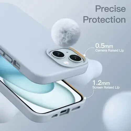 JETech iPhone 15 6.1 dyuym uchun silikon g‘ilofi, ipakdek yumshoq to‘liq himoya qiluvchi telefon g‘ilofi, zarbga chidamli qopqoq (ko‘k) - 1