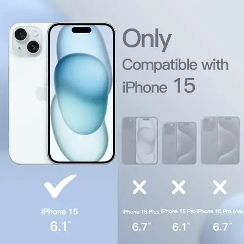 JETech iPhone 15 6.1 dyuym uchun silikon g‘ilofi, ipakdek yumshoq to‘liq himoya qiluvchi telefon g‘ilofi, zarbga chidamli qopqoq (ko‘k) - 3