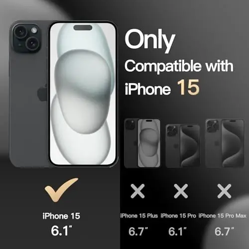 JETech iPhone 15 6.1 Dyuymi uchun Korpus, Juda Chidamli Ikkilamchi Qatlamli Mustahkam Himoya, Shokdan Saqlovchi Himoyachi Mustahkam Telefon Korpusi Mat Orqa (Qora) - 3