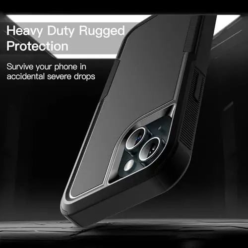 JETech iPhone 15 6.1 Dyuymi uchun Korpus, Juda Chidamli Ikkilamchi Qatlamli Mustahkam Himoya, Shokdan Saqlovchi Himoyachi Mustahkam Telefon Korpusi Mat Orqa (Qora) - 5