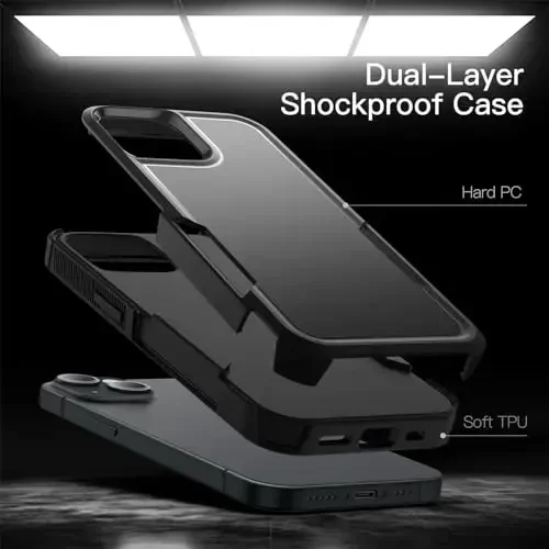 JETech Case for iPhone 15 6.1-Inch, Heavy Duty Dual-Layer Rugged Protection, Shockproof Protective Tough Phone Cover with Matte Back (Black) - 4