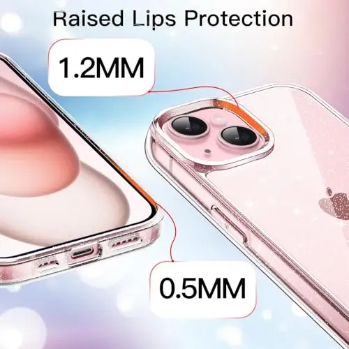 JETech Glitter Case for iPhone 15 6.1-Inch, Bling Sparkle Shockproof Phone Bumper Cover, Cute Sparkly for Women and Girls (Clear) - 4