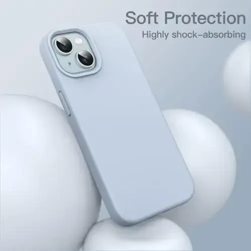 JETech Silicone Case for iPhone 15 6.1-Inch, Silky-Soft Touch Full-Body Protective Phone Case, Shockproof Cover (Blue) - 5