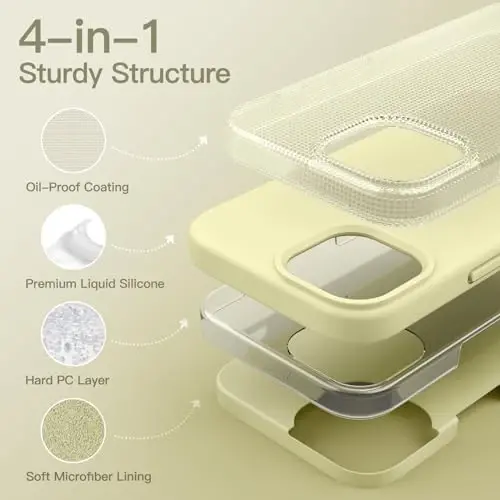 JETech Silicone Case for iPhone 15 6.1-Inch, Silky-Soft Touch Full-Body Protective Phone Case, Shockproof Cover (Yellow) - 3