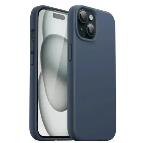 JETech Silicone Case for iPhone 15 6.1-Inch, Silky-Soft Touch Full-Body Protective Phone Case, Shockproof Cover (Storm Blue) - 1