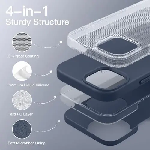 JETech Silicone Case for iPhone 15 6.1-Inch, Silky-Soft Touch Full-Body Protective Phone Case, Shockproof Cover (Storm Blue) - 3