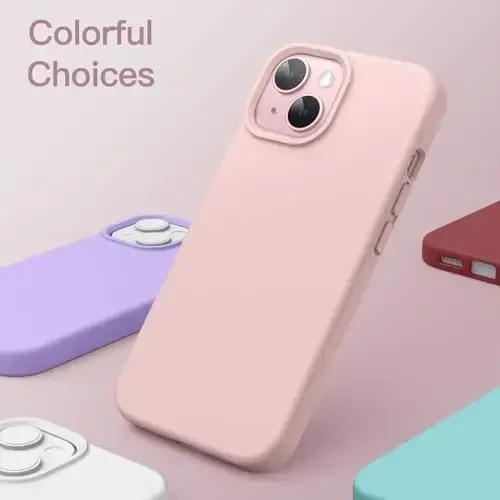 JETech Silicone Case for iPhone 15 6.1-Inch, Silky-Soft Touch Full-Body Protective Phone Case, Shockproof Cover (Pink) - 6