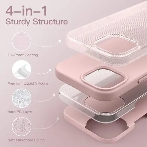 JETech Silicone Case for iPhone 15 6.1-Inch, Silky-Soft Touch Full-Body Protective Phone Case, Shockproof Cover (Pink) - 3