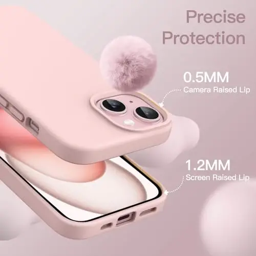 JETech Silicone Case for iPhone 15 6.1-Inch, Silky-Soft Touch Full-Body Protective Phone Case, Shockproof Cover (Pink) - 5