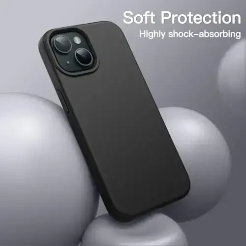 JETech Silicone Case for iPhone 15 6.1-Inch, Silky-Soft Touch Full-Body Protective Phone Case, Shockproof Cover (Black) - 5