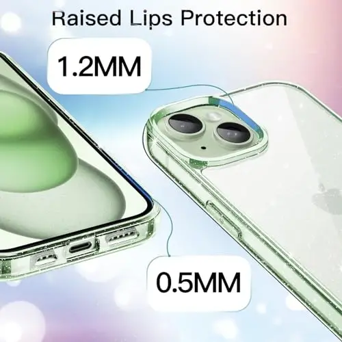 JETech Glitter Case for iPhone 15 6.1-Inch, Bling Sparkle Shockproof Phone Bumper Cover, Cute Sparkly for Women and Girls (Green) - 4