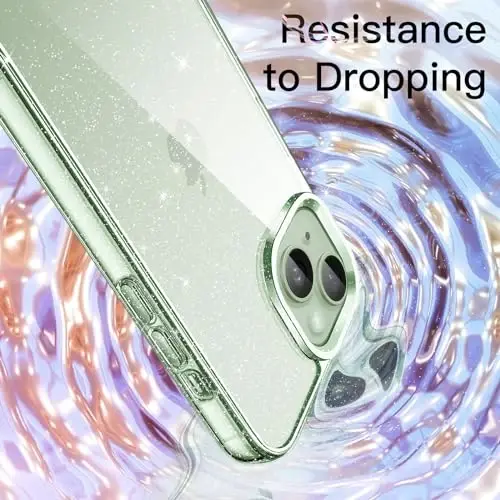 JETech Glitter Case for iPhone 15 6.1-Inch, Bling Sparkle Shockproof Phone Bumper Cover, Cute Sparkly for Women and Girls (Green) - 5