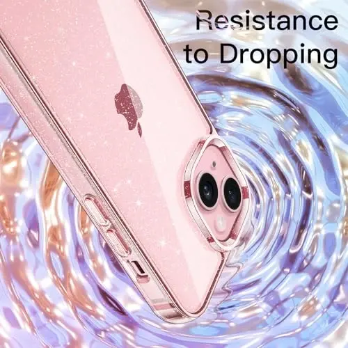 JETech Glitter Case for iPhone 15 6.1-Inch, Bling Sparkle Shockproof Phone Bumper Cover, Cute Sparkly for Women and Girls (Pink) - 5