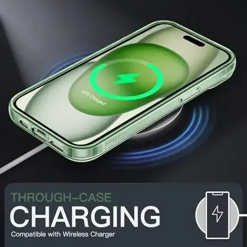 JETech Case for iPhone 15 Plus 6.7-Inch, Non-Yellowing Shockproof Phone Bumper Cover, Anti-Scratch Clear Back (Green) - 6