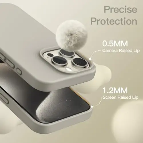 JETech iPhone 15 Pro 6.1 İnç için Silikon Kılıf, İpek Gibi Yumuşak Dokunuşlu Tam Gövde Koruyucu Telefon Kılıfı, Darbeye Dayanıklı Kapak (Doğal Titanyum) - 5