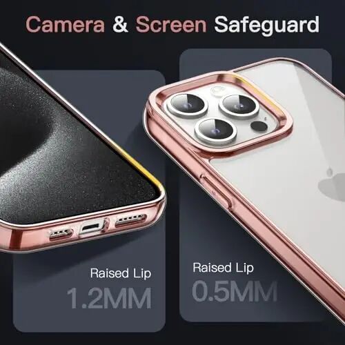 JETech Case for iPhone 15 Pro 6.1-Inch, Non-Yellowing Shockproof Phone Bumper Cover, Anti-Scratch Clear Back (Rose Gold) - 4