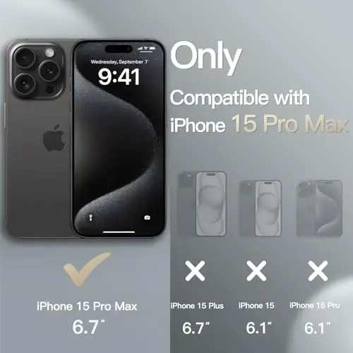 JETech Slim Case for iPhone 15 Pro Max 6.7-Inch with Camera Lens Full Cover Protection, Ultra-Thin Lightweight Matte Finish Minimalist Protective Phone Cover (Black Titanium) - 2