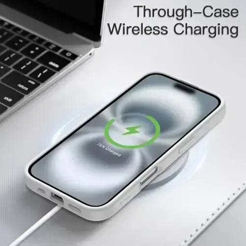 JETech Matte Case for iPhone 16 6.1-Inch, Shockproof Military Grade Drop Protection, Frosted Translucent Back Phone Cover, Anti-Fingerprint (White) - 6