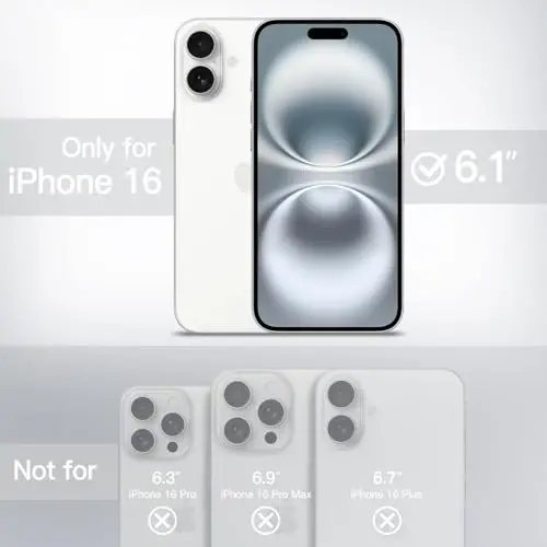 JETech Matte Case for iPhone 16 6.1-Inch, Shockproof Military Grade Drop Protection, Frosted Translucent Back Phone Cover, Anti-Fingerprint (White) - JETECH (1)