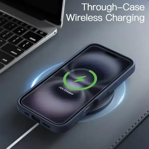 JETech iPhone 16 6.1 dyuym uchun mat qopqoq, zarbga chidamli harbiy darajadagi tushishdan himoya, muzli yarim shaffof orqa telefon qopqog'i, barmoq izlariga qarshi (Bo'ron ko'k) - 6