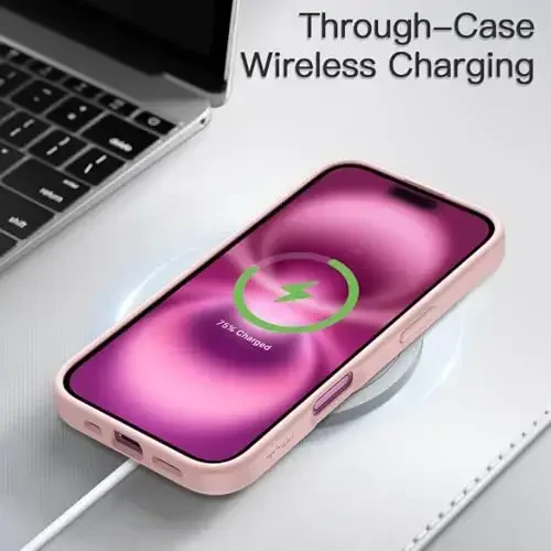 JETech iPhone 16 6.1-dyuym uchun matli g‘ilof, zarbga chidamli harbiy darajadagi tushishdan himoya, muzli yarim shaffof orqa telefon qopqog‘i, barmoq izlariga qarshi (och pushti) - 6