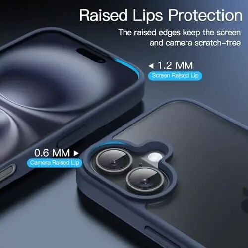 JETech Matte Case for iPhone 16, Storm Blue | Military-Grade Protection, Frosted Matte Back, Anti-Fingerprint Finish, Shockproof Design - 5