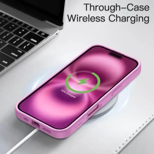 JETech Matte Case for iPhone 16 6.1-Inch, Shockproof Military Grade Drop Protection, Frosted Translucent Back Phone Cover, Anti-Fingerprint (Pink) - 6